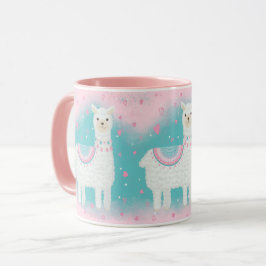 Niedliches Pink- und Minzlammuster Tasse