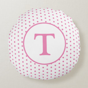 Niedliches Pink und Weiß-Polka-Dot-Rundkissen für Rundes Kissen