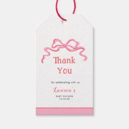 Niedliches pinkfarbenes Mädchen Baby Dusche Danke Geschenkanhänger