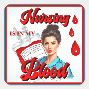Niedliches Pinup_ Nahrung in meinem Blut Quadratischer Aufkleber