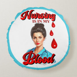 Niedliches Pinup_ Nahrung in meinem Blut Rundes Kissen
