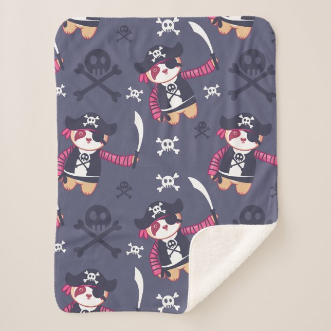 Niedliches Pirate Panda Bear Pattern Sherpadecke (Vorderseite)