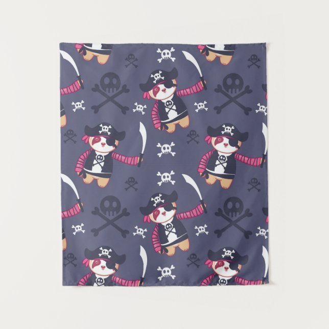 Niedliches Pirate Panda Bear Pattern Wandteppich (Vorderseite)
