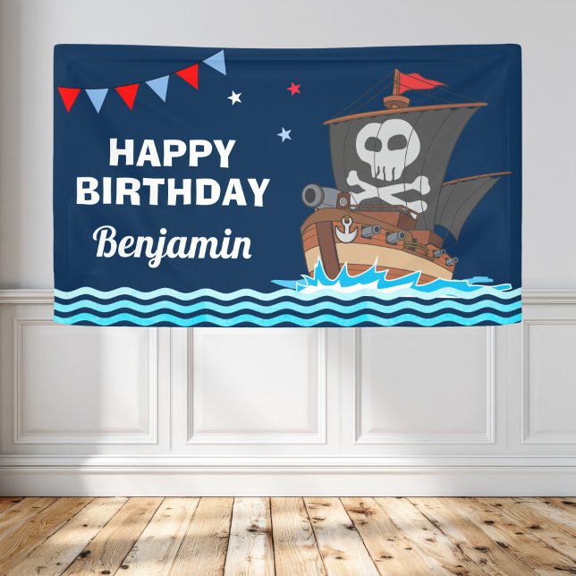 Niedliches Piraten-Schiffs-Kindergeburtstag-Party Banner (Von Creator hochgeladen)