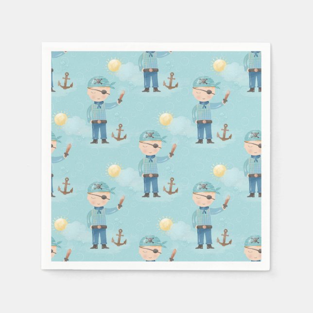 Niedliches Piratenpapier Serviette (Vorderseite)