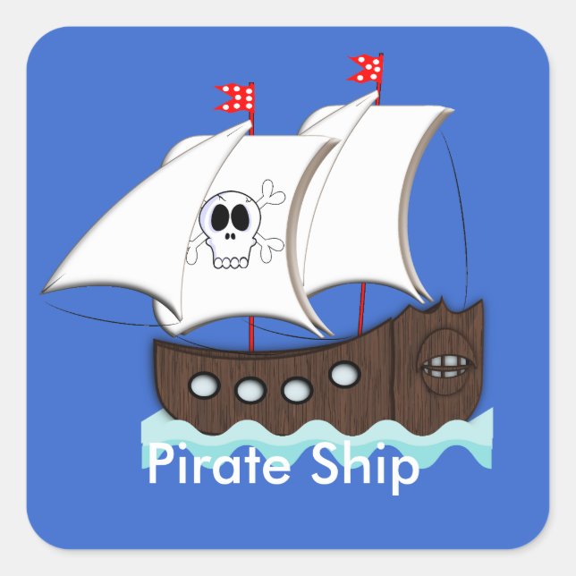 Niedliches Piratenschiff - Aufkleber zum Thema Par (Vorderseite)