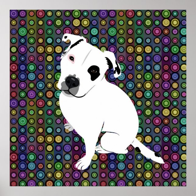 Niedliches Pitbuli Welpe auf Circle Pattern Poster (Vorne)