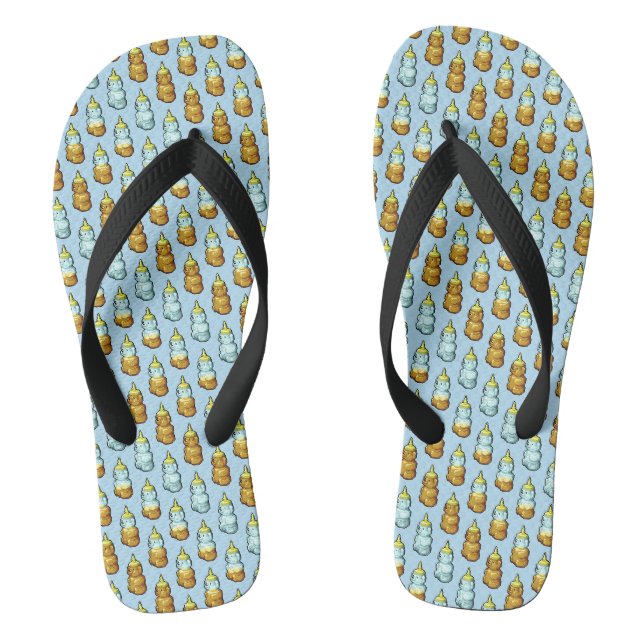Niedliches Pixel Art Honey Bärenmuster Muster Flip Flops (Fußbett)