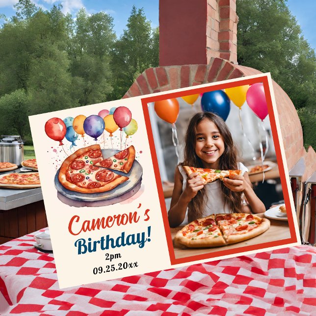 Niedliches Pizza Party Geburtstag Personalisiertes Einladung (Von Creator hochgeladen)