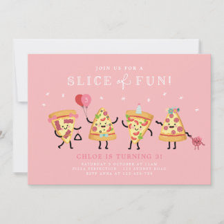Niedliches Pizza-Party Geburtstagseinladung, Spaß- Einladung