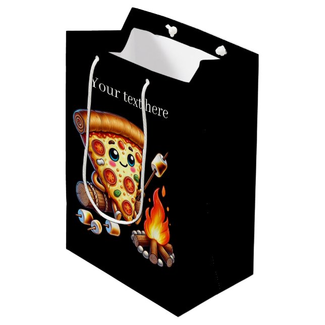 Niedliches Pizza-Party Mittlere Geschenktüte (Vorderseite Schrägansicht)