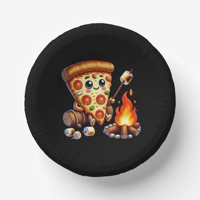 Niedliches Pizza-Party Pappteller (Vorderseite)