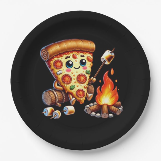 Niedliches Pizza-Party Pappteller (Vorderseite)