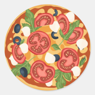 Niedliches Pizza-Party Runder Aufkleber
