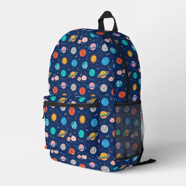 Niedliches Planetenmuster Bedruckter Rucksack (Rückseitige Ecke Rechts)