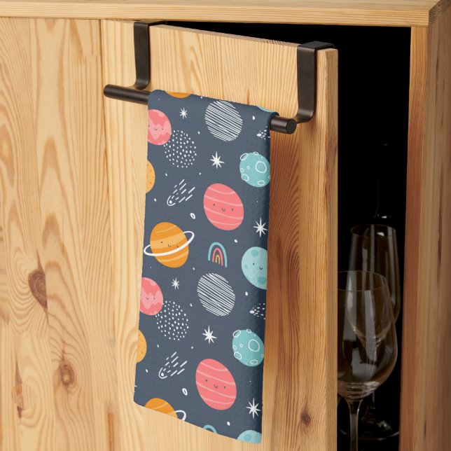 Niedliches Planetenmuster Geschirrtuch (Drittel gefaltet)