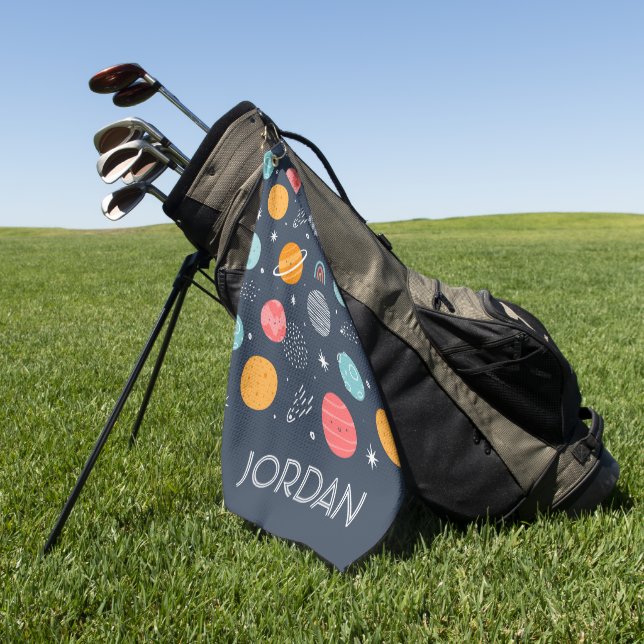 Niedliches Planetenmuster Golfhandtuch (Gras)
