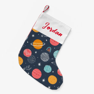 Niedliches Planetenmuster Kleiner Weihnachtsstrumpf