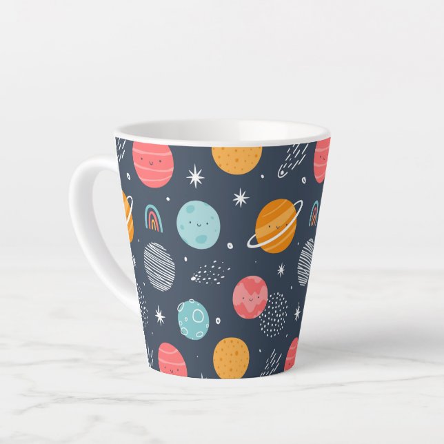 Niedliches Planetenmuster Milchtasse (Linke Ecke)