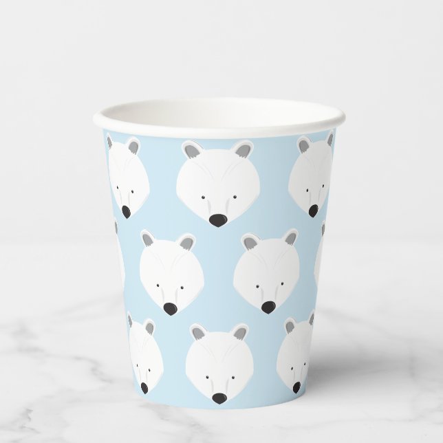 Niedliches Polar-Bär-Gesichtsmuster Pappbecher (Vorderseite)