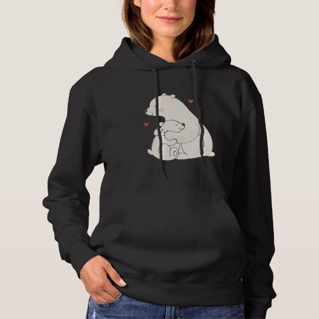Niedliches Polar-Bär Mama mit Baby Hoodie (Vorderseite)