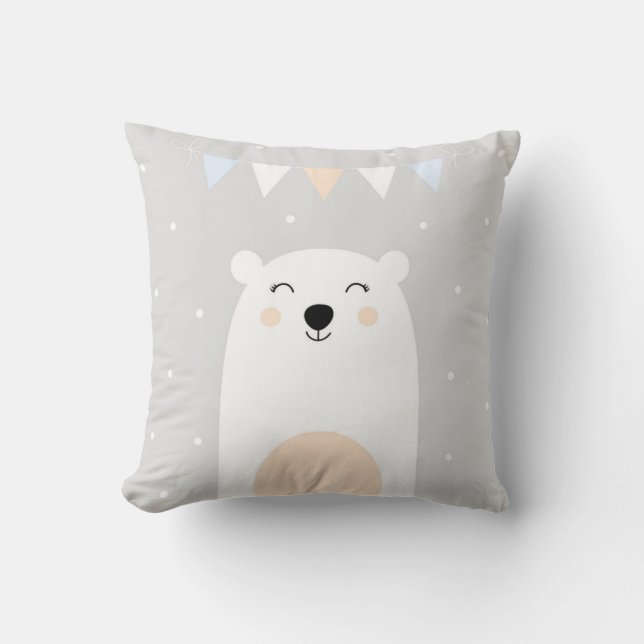 Niedliches Polar Bear Kinderzimmer Kissen (Vorderseite)