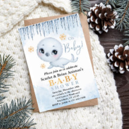 Niedliches Polar Siegel Arctic Baby Dusche Einladung