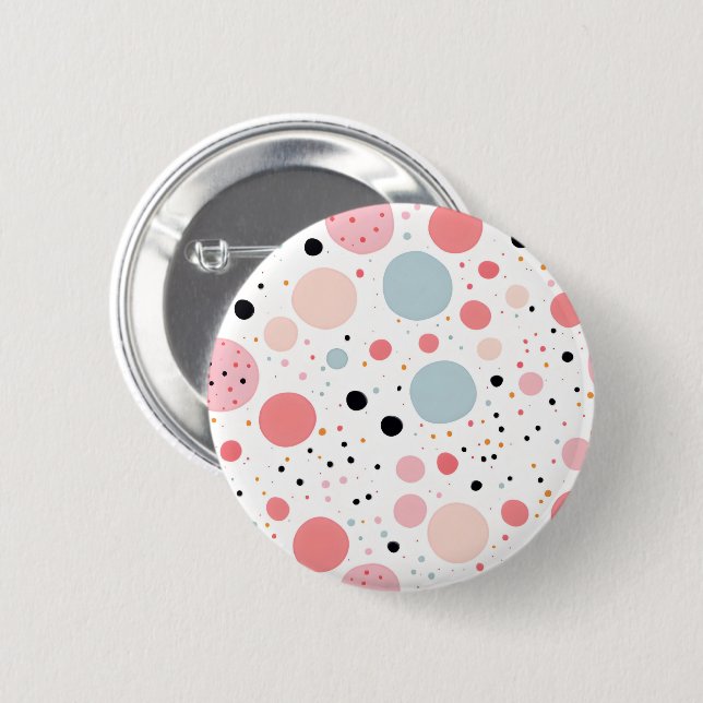 Niedliches Polka-Punkt-Spotter-Muster weiß Button (Vorne & Hinten)