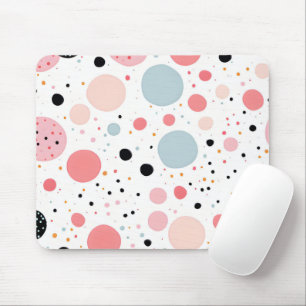 Niedliches Polka-Punkt-Spotter-Muster weiß Mousepad