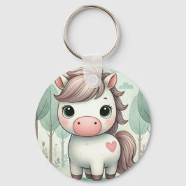 Niedliches Pony in einem Whimsiswald-Schlüsselanhä Schlüsselanhänger