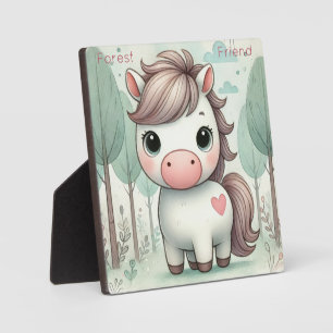 Niedliches Pony in einem Whimsiswald Tabletop Plaq Fotoplatte