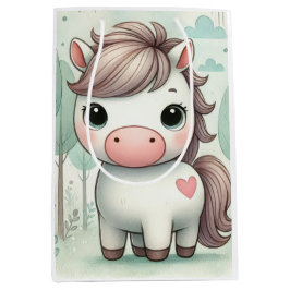 Niedliches Pony in einem Whimsiswaldbeutel Mittlere Geschenktüte