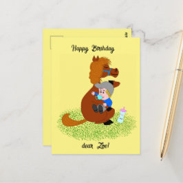 Niedliches Pony mit Baby - Kindergeburtstag Postkarte