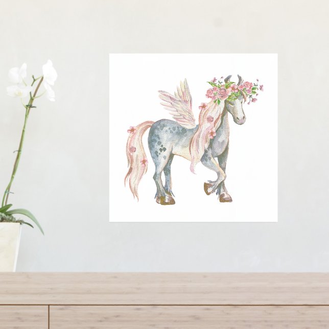 Niedliches Pony mit Flügeln und Blume Dekoration (In Situ (Eingangstisch))