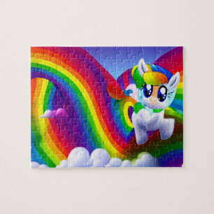 Niedliches Pony mit Regenbogen, Baby Pony