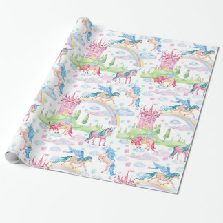 Niedliches Pony Unicorns-Muster für Aquarellpapier Geschenkpapier