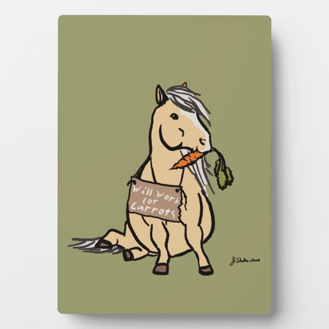 Niedliches Pony wird für Karotten funktionieren Fotoplatte (Vorderseite)
