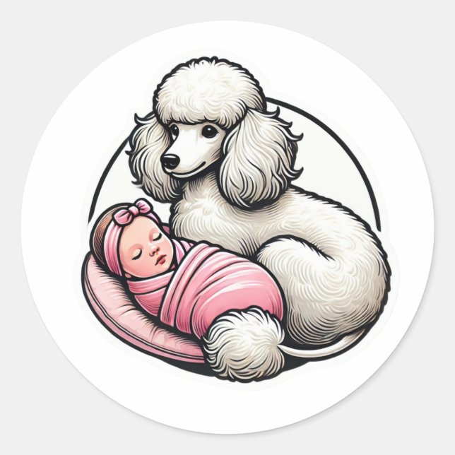 Niedliches Poodle für sie Runder Aufkleber (Vorderseite)