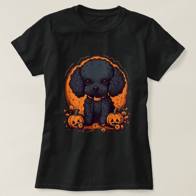 Niedliches Poodle Halloween Standard Poodle Hundel T-Shirt (Design vorne)