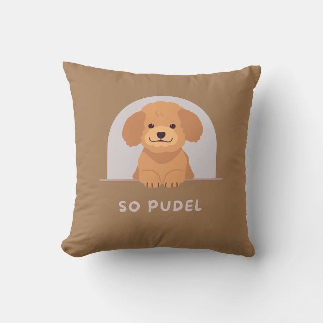 Niedliches Poodle Hund Haustiere Liebe Pfeffer Hau Kissen (Vorderseite)