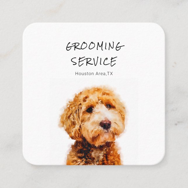 Niedliches Poodle-Hund-Muster Quadratische Visitenkarte (Vorderseite)