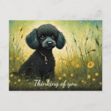 Niedliches Poodle in Wiesenkunst Print