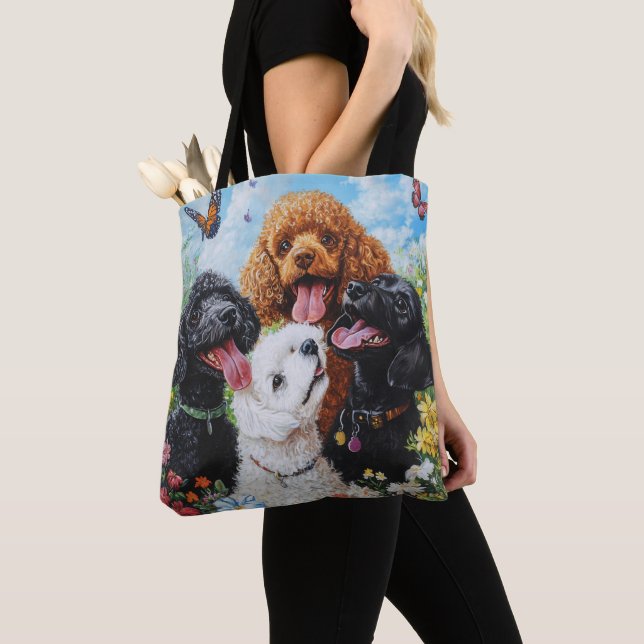 Niedliches Poodle und Goldendoodle Tasche (Von Nahem)