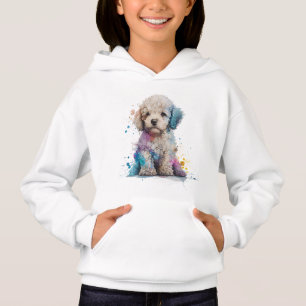 Niedliches Poodle Welpe Wasserfarbe Kunst Hoodie