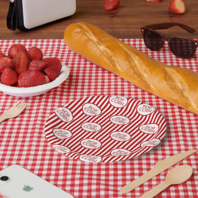 niedliches Popcorn-Party Pappteller (Picknick)