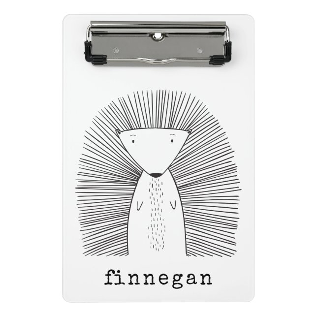 Niedliches Porcupine Einfache Linie Zeichnend Indi Mini Klemmbrett (Vorderseite)