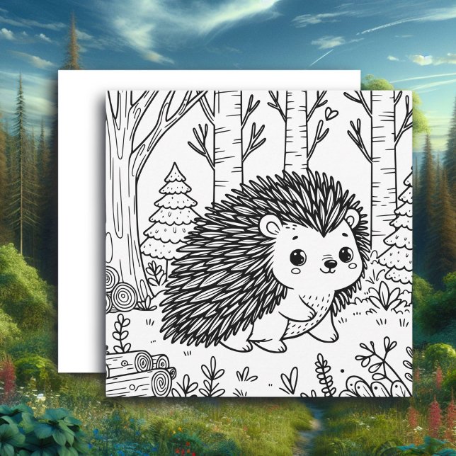 Niedliches Porcupine im Wald | Farbseite Karte (Von Creator hochgeladen)