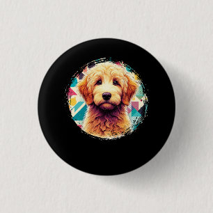 Niedliches Portrait Goldendoodle Dog on Golden Doo Button