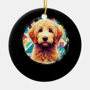 Niedliches Portrait Goldendoodle Dog on Golden Doo Keramik Ornament