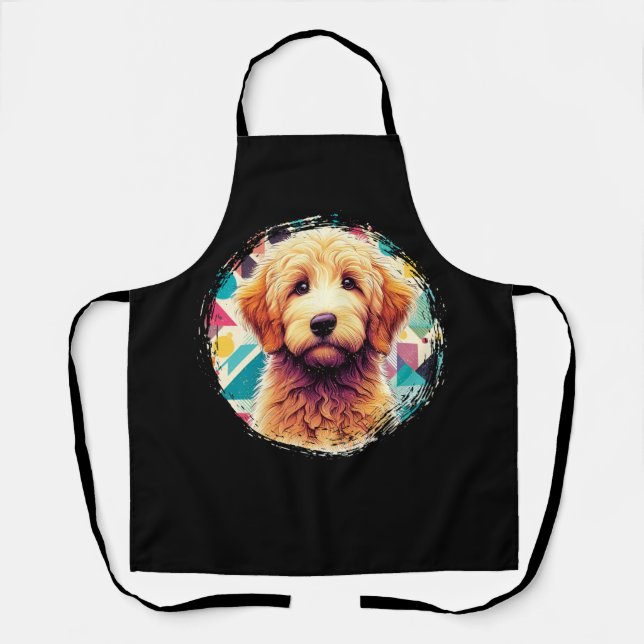 Niedliches Portrait Goldendoodle Dog on Golden Doo Schürze (Vorderseite)